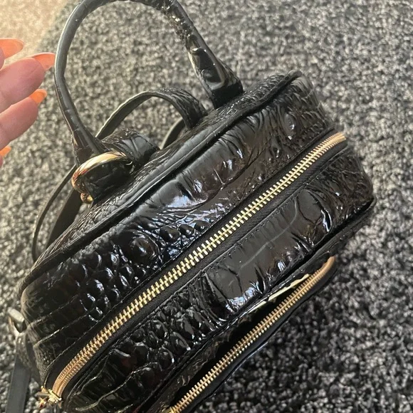 Brahmin Glossy Black Embossed Backpack - Picture 8 of 10